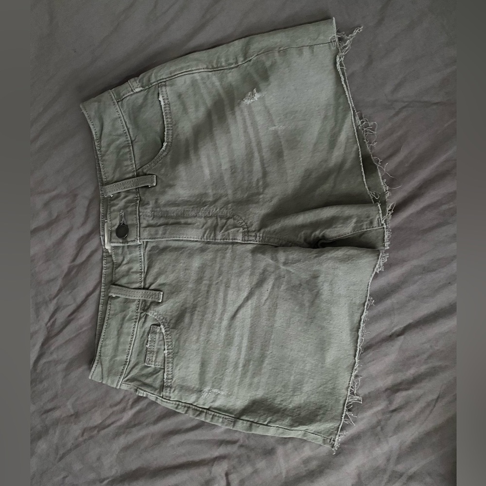 Green jean shorts